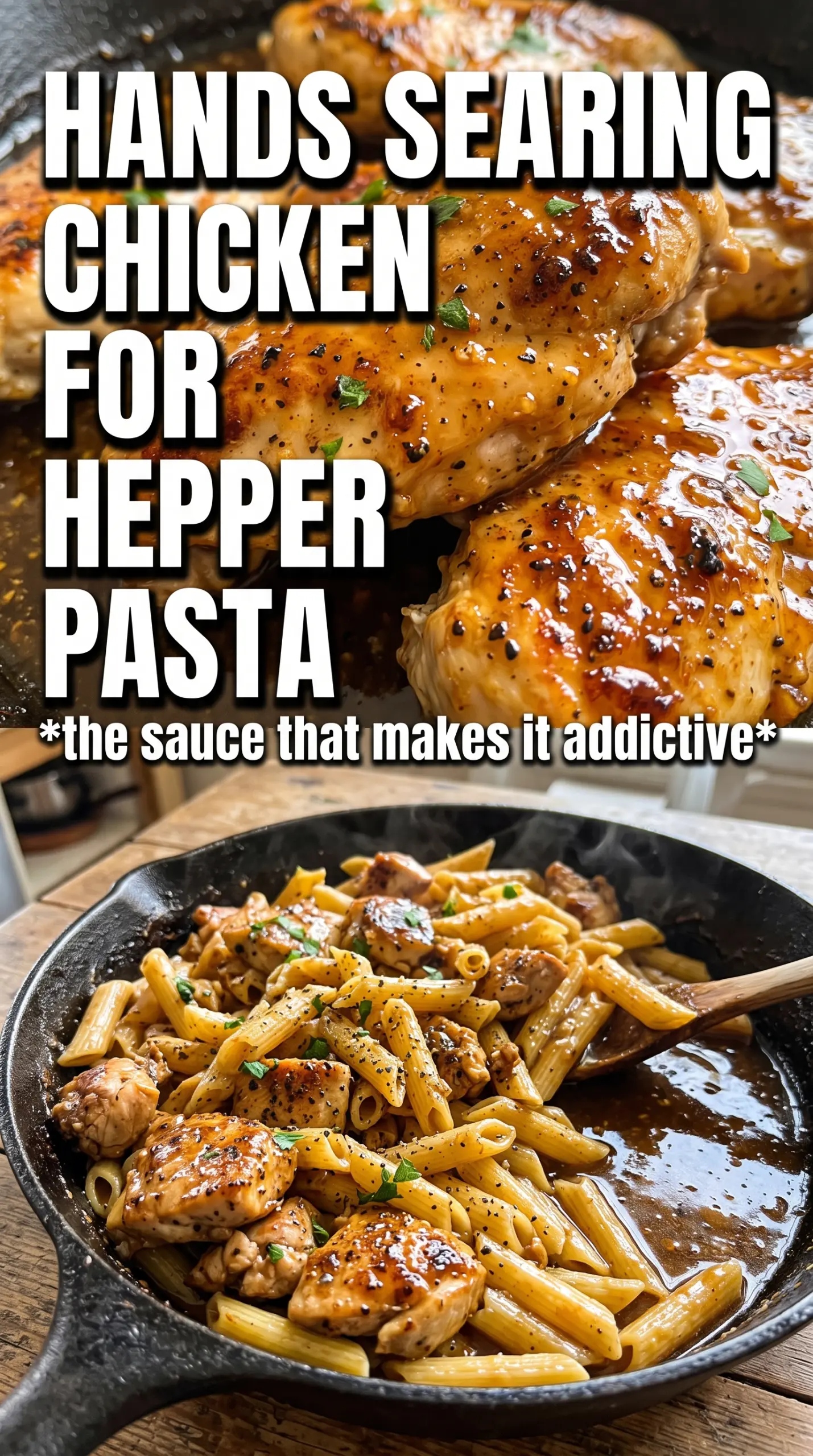Honey Pepper Chicken Pasta glossy chicken pasta