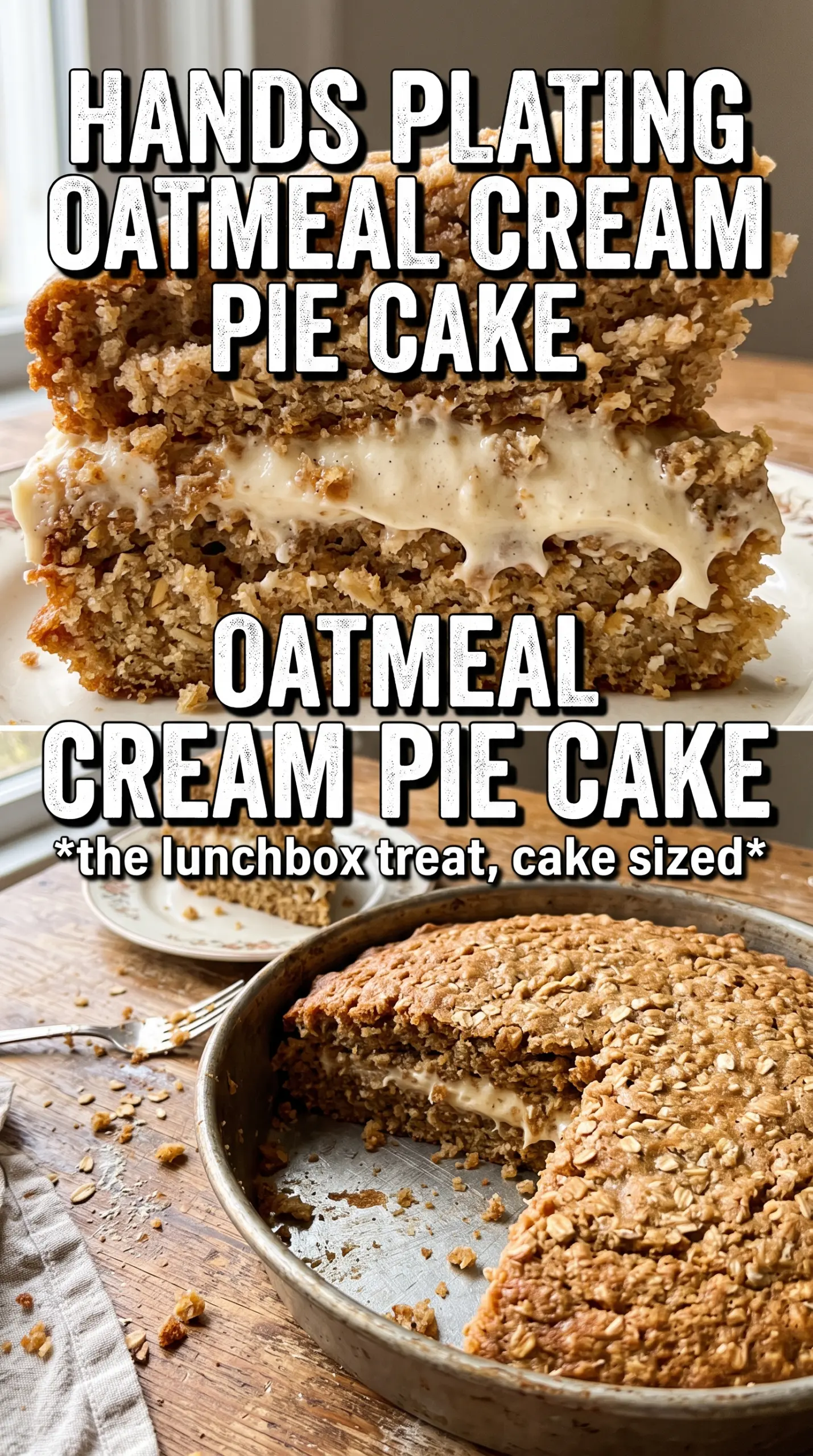 Oatmeal Cream Pie Cake soft spiced layers marshmallow filling