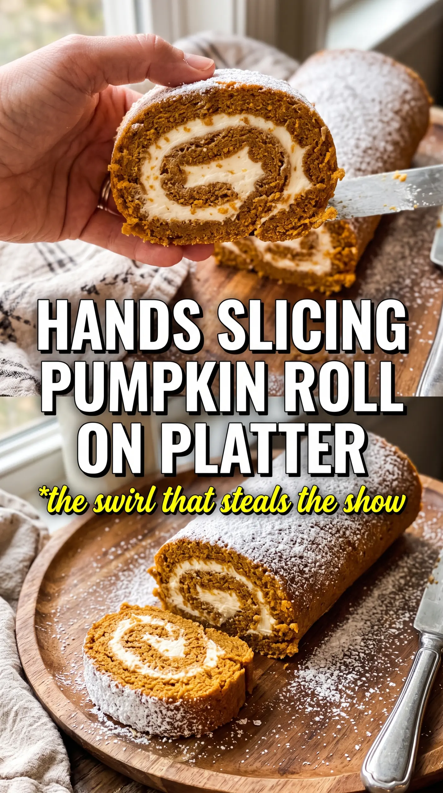 Pumpkin Roll sliced spiced cream cheese