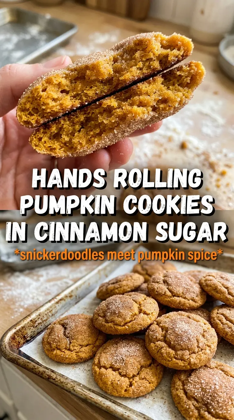 Pumpkin Snickerdoodle Cookies soft crinkly cinnamon-sugar