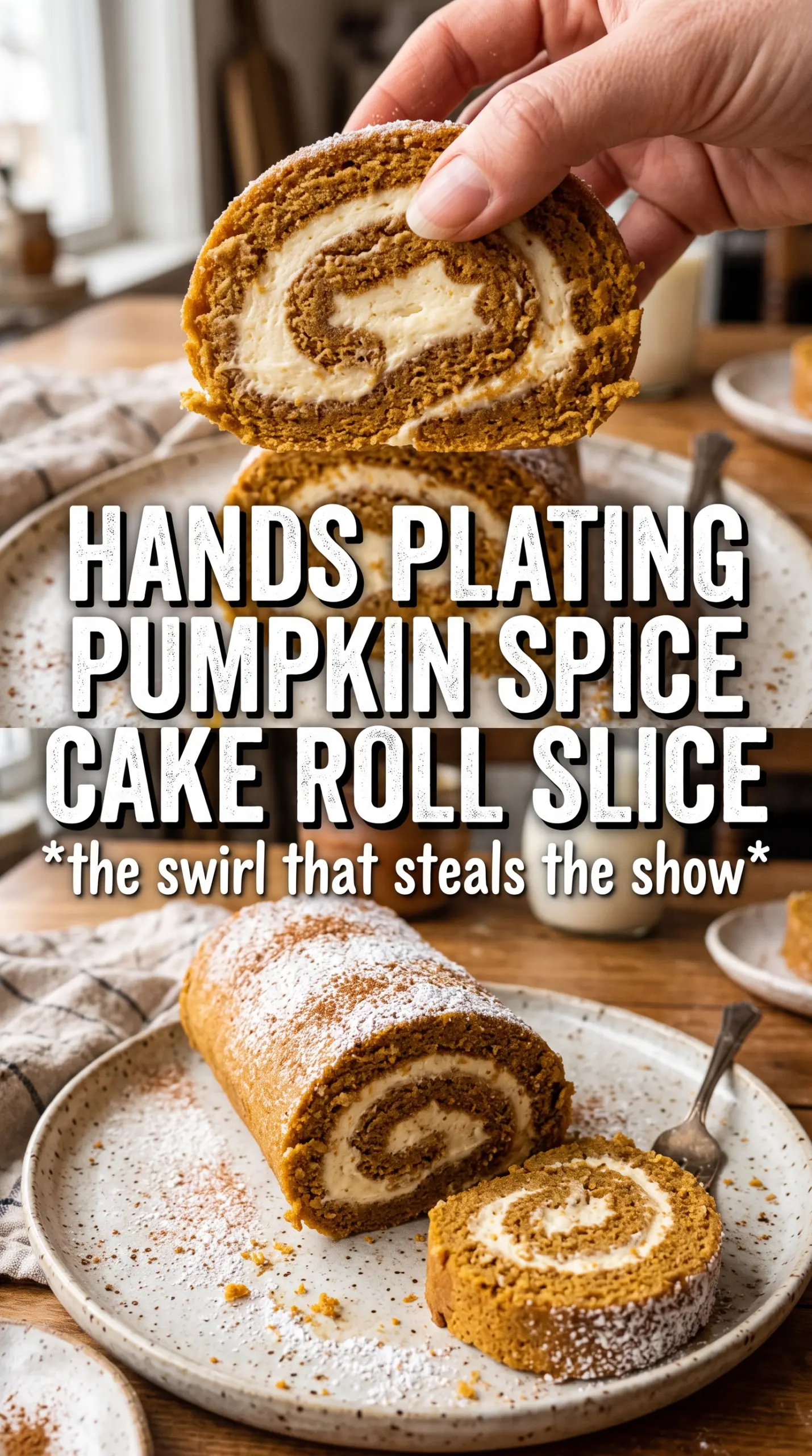 Pumpkin Spice Cake Roll sliced spiral creamy