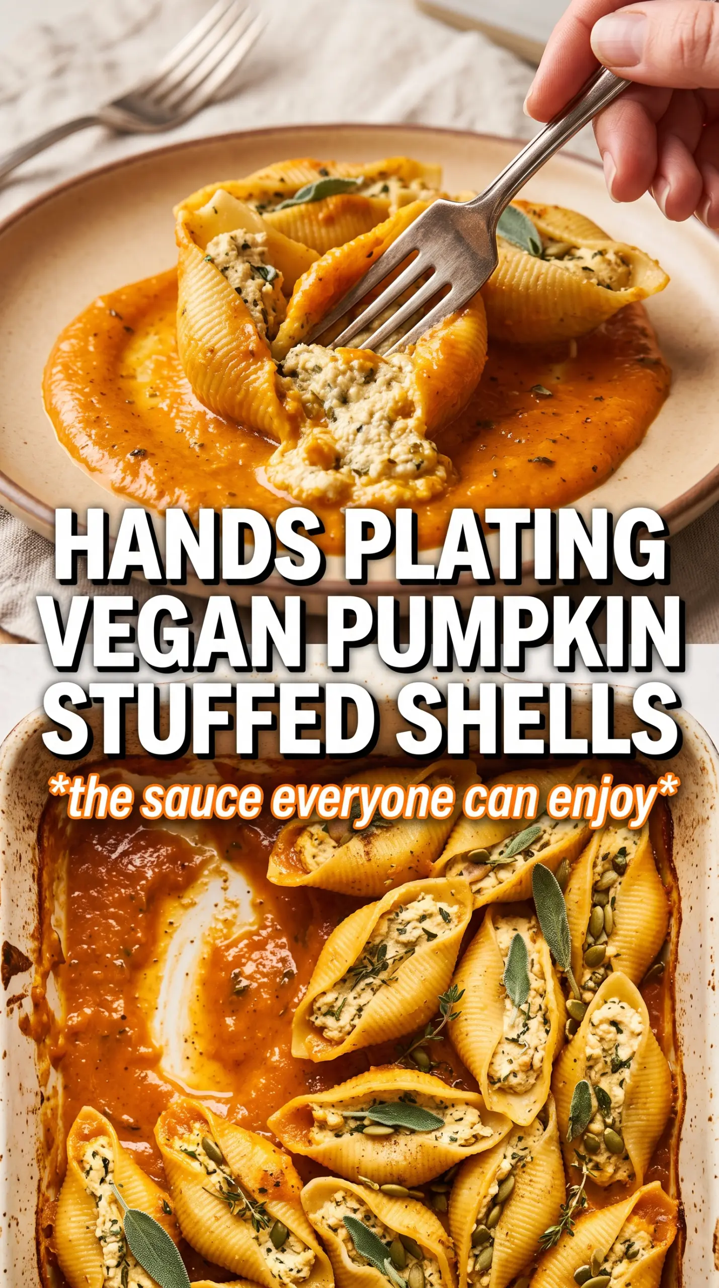 Vegan pumpkin ricotta stuffed shells creamy baked basil